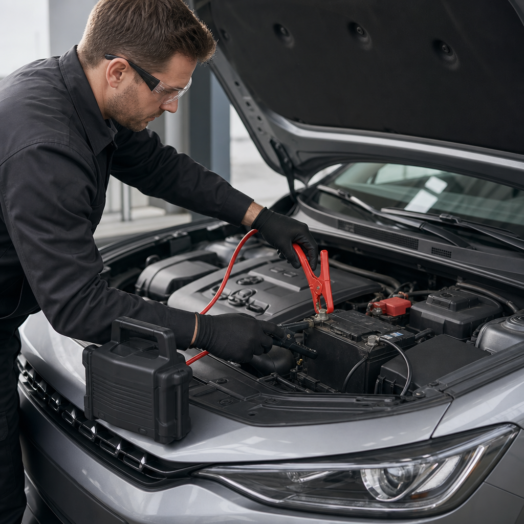 emergency towing help in West Palm Beach — jump start image in West Palm Beach